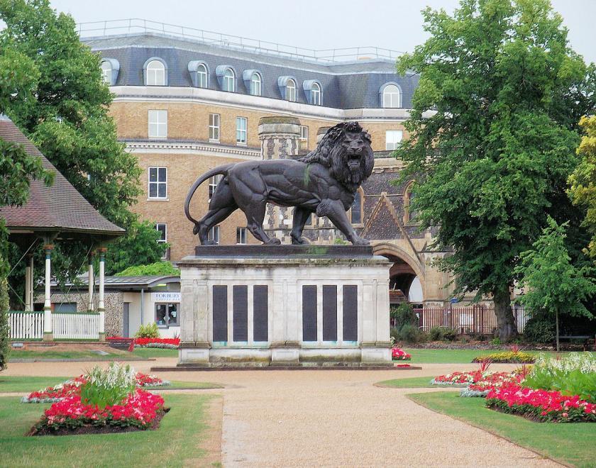 Maiwand lion statute in Forbury Gardens in Reading