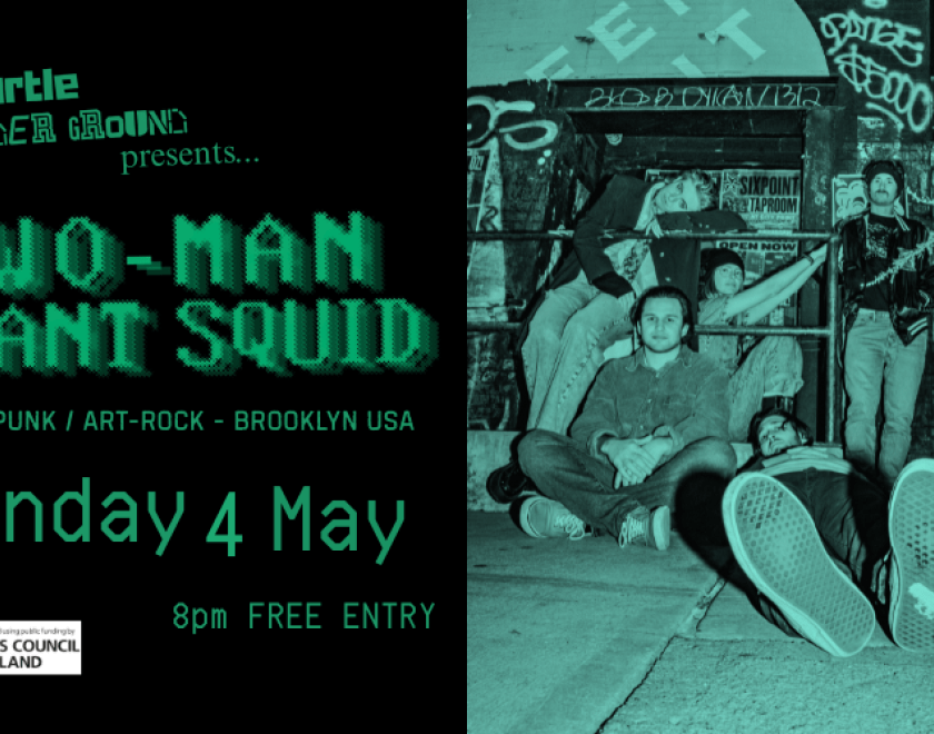 Two Man Giant Squid  Two-Man Giant Squid is a Brooklyn-based indie/post-punk band, known for chaotic live energy and blending dance-punk, psych-punk, and indie rock, they are praised for combining "sardonic lyrical narratives and sultry sonics". [1, 2]  SxSw 2026 "They’re constantly walking a line between dance number and cone-shattering rocker"  FREE ENTRY 18+  ‘Supported using public funding by the National Lottery through Arts Council England’