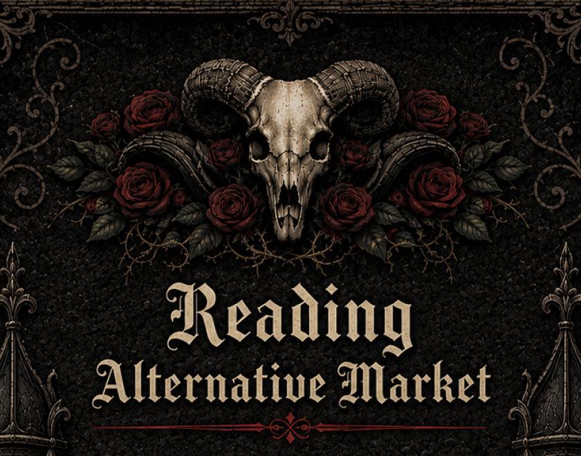 AI rendered Reading Alternative Market logo with a goat skull