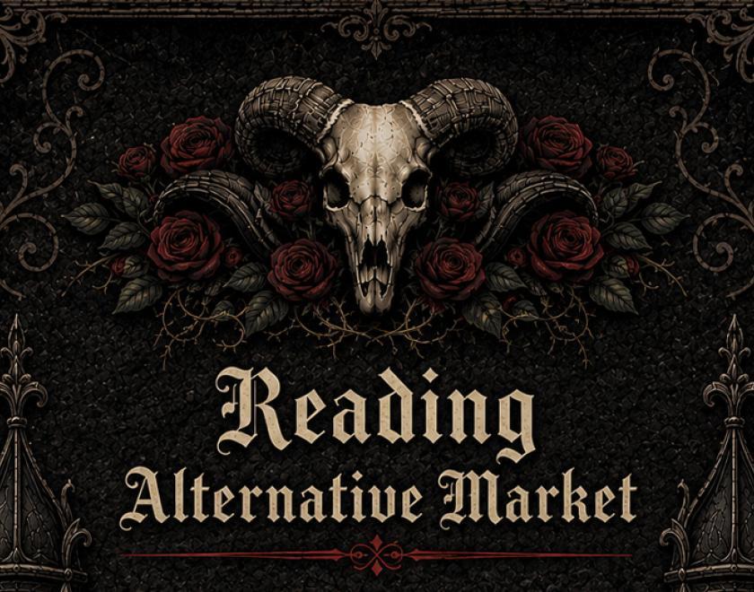 AI rendered Reading Alternative Market logo with a goat skull