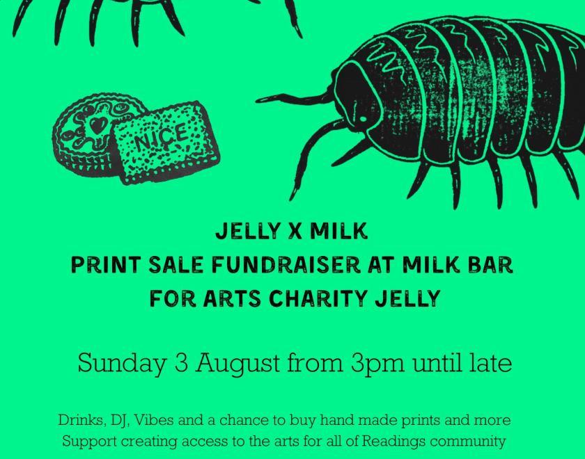 none green poster with printed woodlouse and biscuits