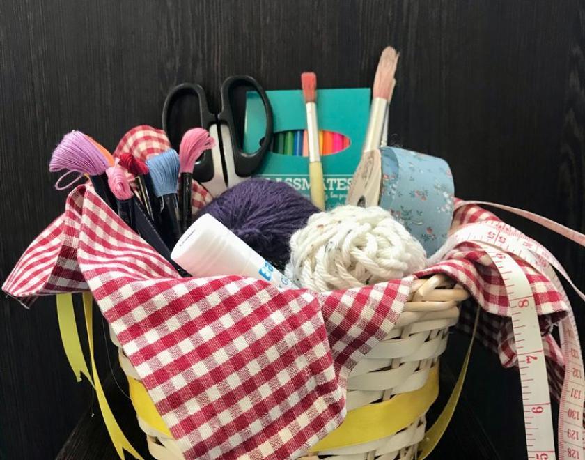 Basket of craft materials