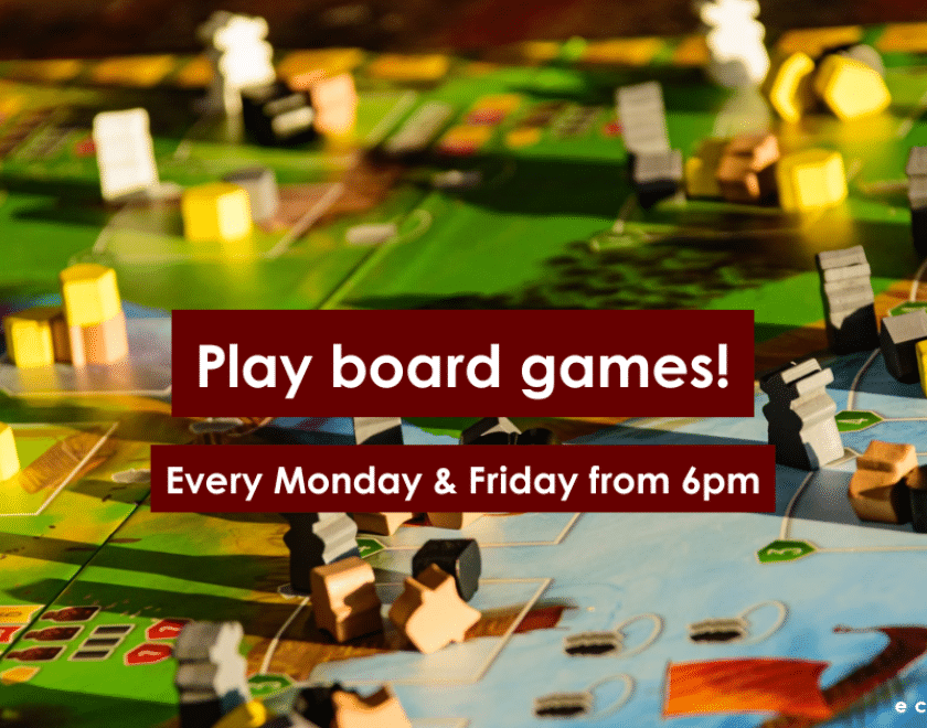 board game with text 'play board games every monday and friday'