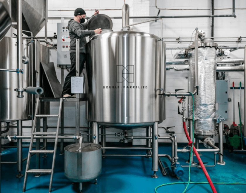Brewing beer at Double-Barrelled brewery