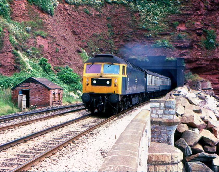 A 1970s train running along track