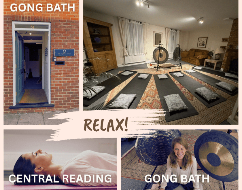 Image shows venue entrance, space, participant relaxing and RGP with the black mamba and chau gongs