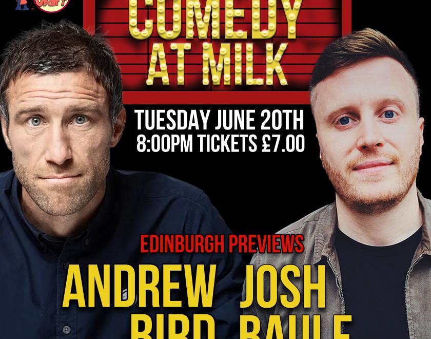 A picture of the poster for the comedy night