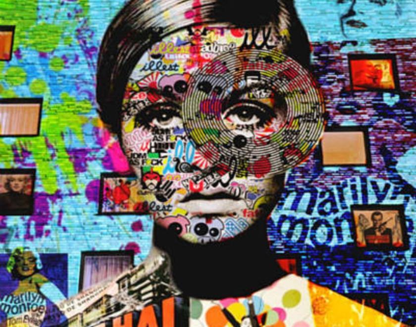 Face made with collage pieces