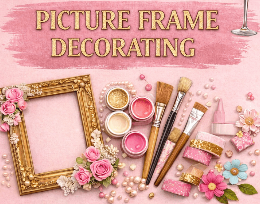 Picture frame with craft bits in