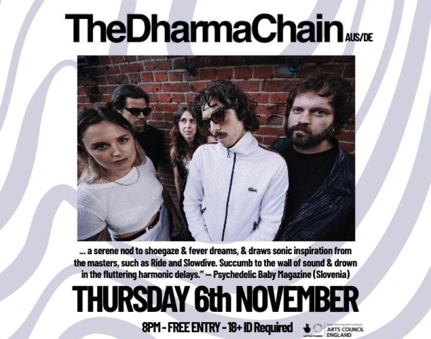 THE DHARMA CHAIN @the.dharma.chain  "... a serene nod to shoegaze & fever dreams, & draws sonic inspiration from the masters, such as Ride and Slowdive. Succumb to the wall of sound & drown in the fluttering harmonic delays.” — Psychedelic Baby Magazine (Slovenia)  The Dharma Chain has become known for delivering distinctive and captivating live performances across Europe. The band is recognized for their ethereal and at times offensive guitars, reverb-soaked vocals, and industrial undercurrents.  They have