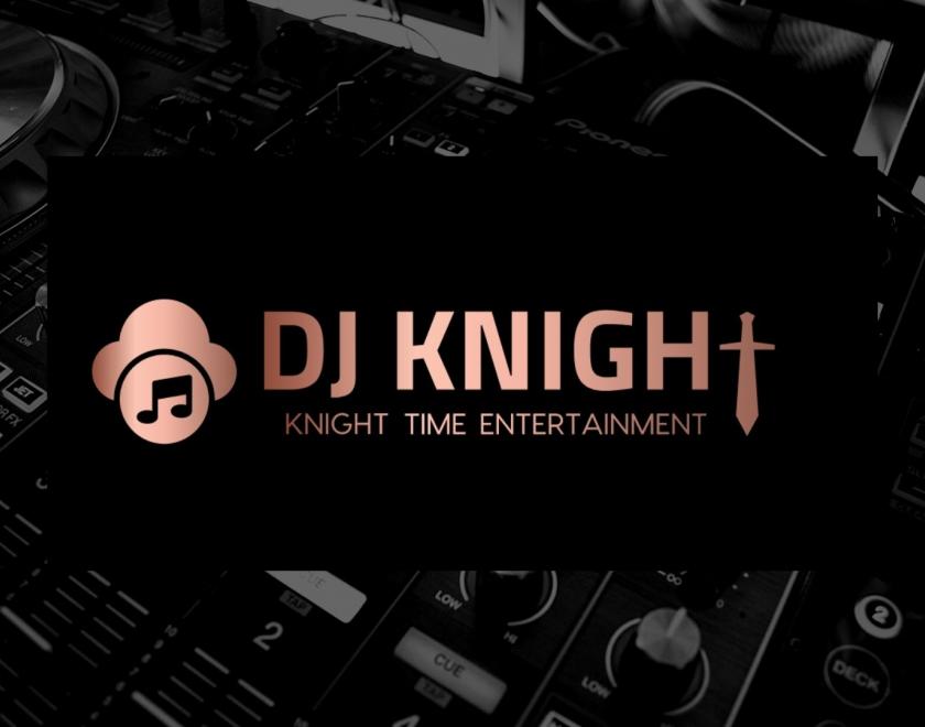 Image of black & white DJ deck with DJ Knight's logo on it at the Jazz Café, Reading