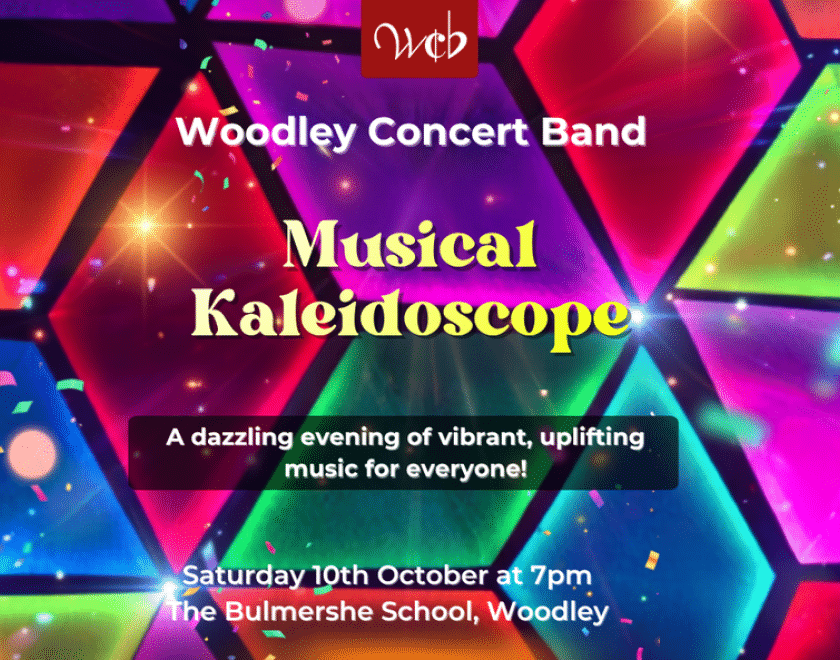 Musical Kaleidoscope poster image with bright geometric shapes and concert title and date.