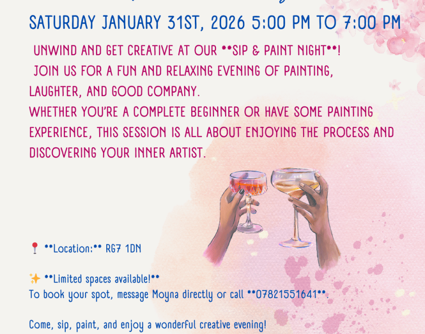 Sip and paint event for 31st January 2026 from 5:00 PM to 7:00 PM