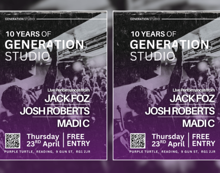 10 YEARS OF GENERATION STUDIO  On April 23rd, Generation Studio celebrates 10 years of recording music, running gigs, and working with many incredible artists. This night is all about the people who’ve made it what it is, the artists, bands, and industry friends who’ve been on the journey over the last 10 years. We’ve got a brilliant lineup featuring @jackfozmusic, @_joshrobertsmusic & @madicofficial, plus a room full of musicians, creatives and good people.  Expect great live music, plenty of familiar face