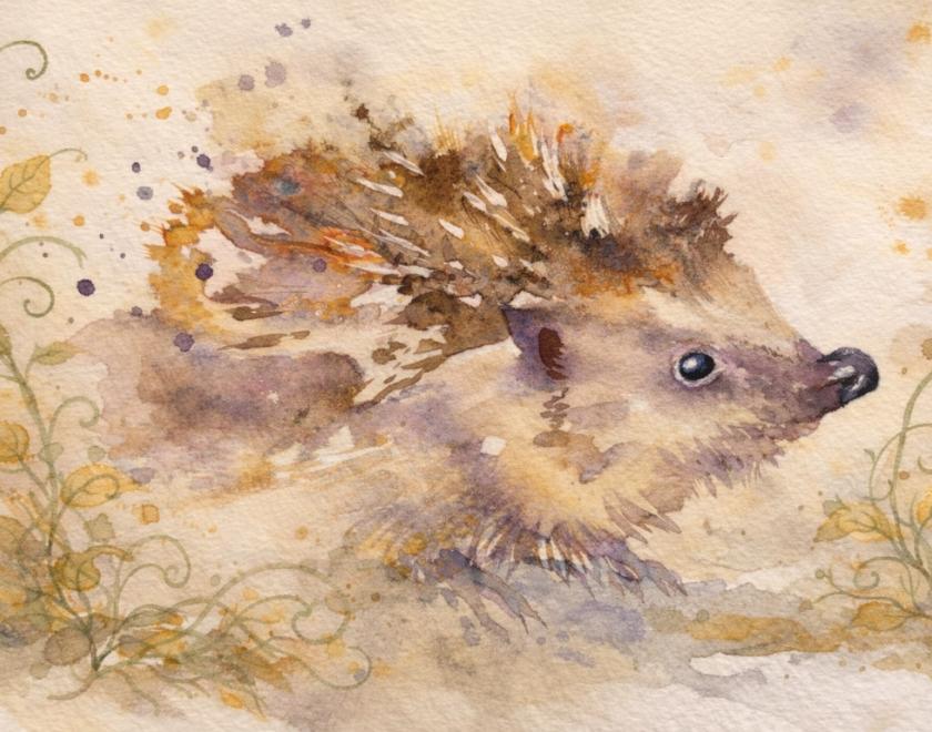 watercolour hedgehog