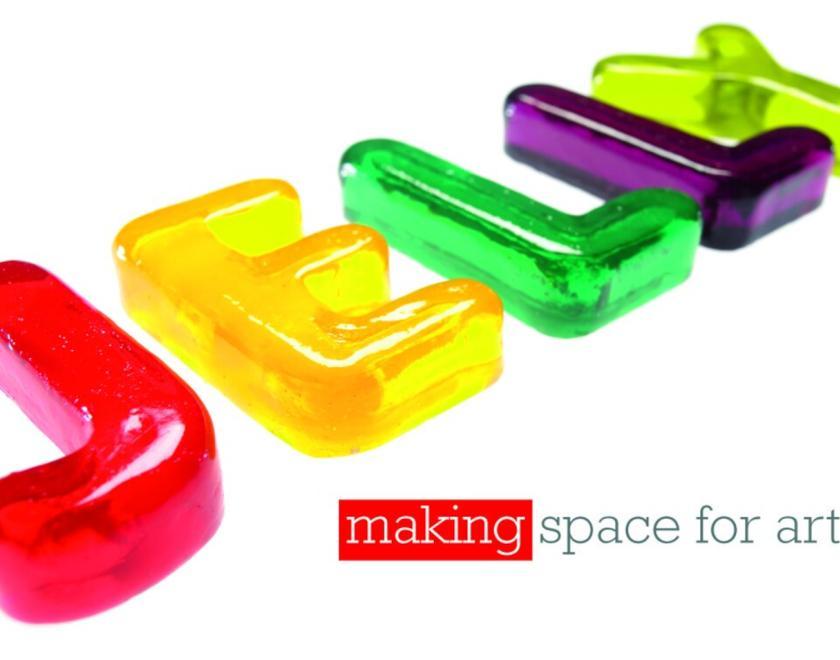 Jelly Logo - the letters are formed as though made of  jelly in bright colours