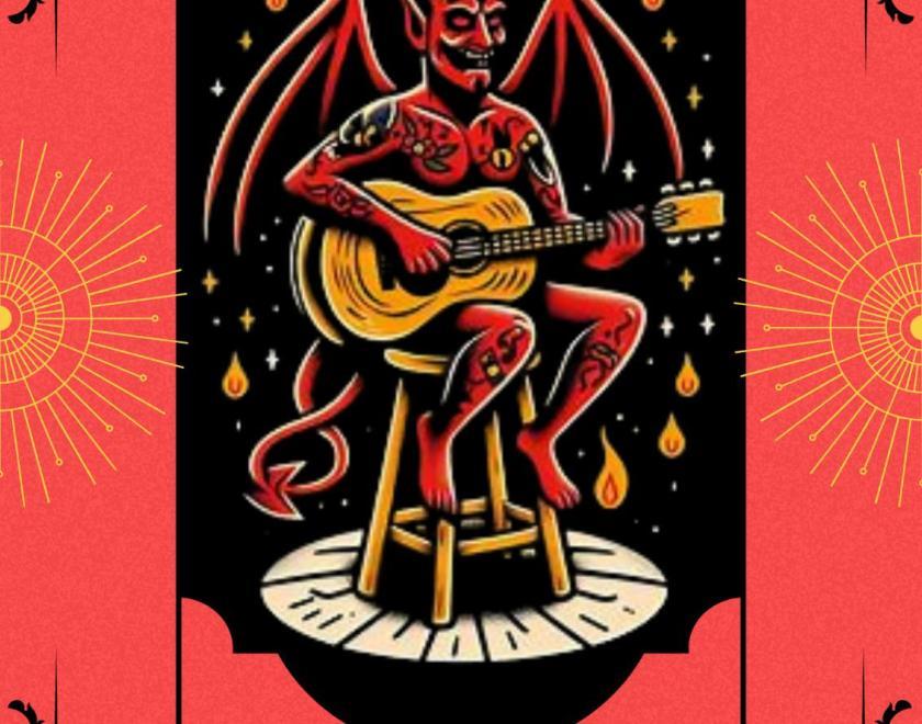 Ai generated photo of a devil with a guitar