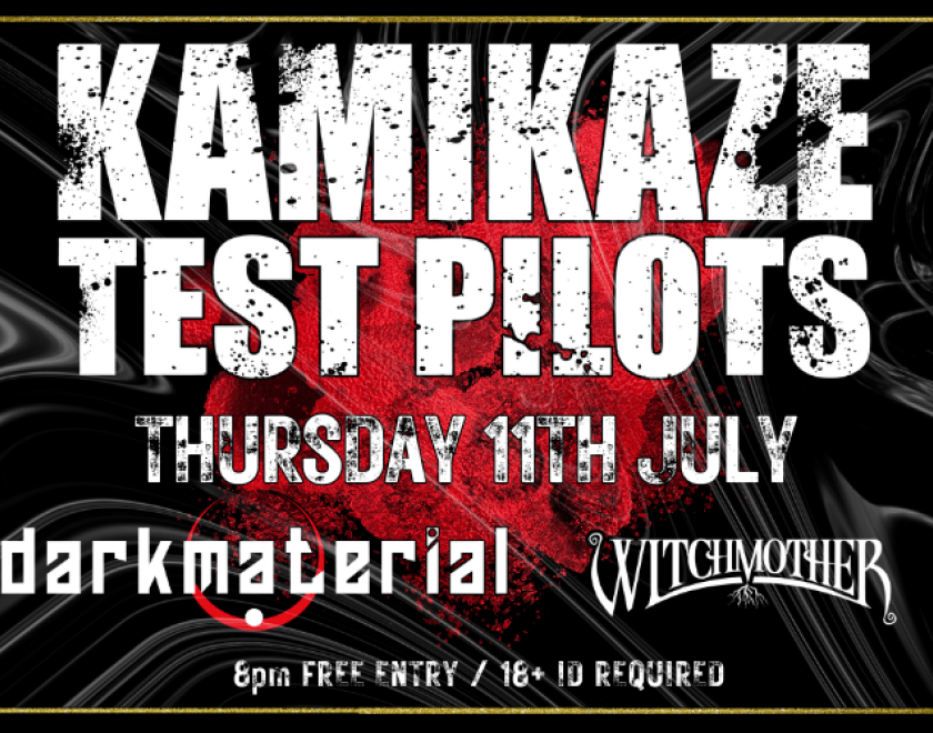 Kamikaze Test Pilots @ The Purple Turtle  WITH  Dark Matter  "the essence of alternative rock while infusing elements of melodic heavy metal and post-rock."  Witchmother  "Sensual siren vocals soar over dark gritty riffs, expressing dark feminine energy and the beauty in life and death"  8pm FREE ENTRY / 18+ ID Required