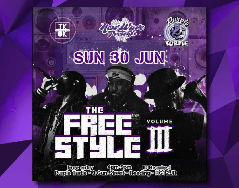 THE FREESTYLE IS BACK Vol.3 JUNE 30TH  #TheFreestyleVol3  All artist and DJs welcome to rock out with us. DM for more information on how to join in the freestlye.  New Wave Collective UK & T.K.O.K Entertainment PRESENTS @newwavecollectiveuk  "The Freestyle" at @purpleturtlereading   Hosted by #KPrymeTheJaeger LIVE artist showcase and good vibes.  4pm to 9pm FREE ENTRY [All ages till 6pm] Location The Purple Turtle In #ReadingUK  Music for the night: #HipHop #RnB & #Afrobeats   MORE TO ANNOUNCE Stay tuned...