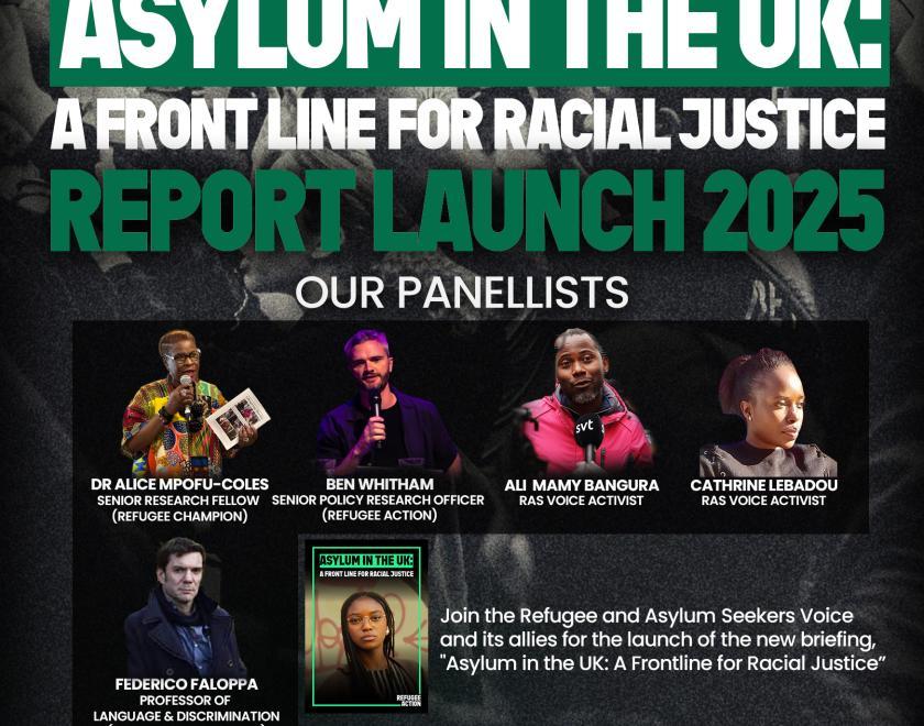 Event poster featuring headshots of the panelists