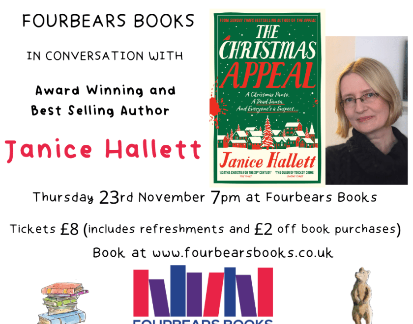 Picture of The Christmas Appeal and Janice Hallett. Thursday 23rd November 7pm Fourbears Books