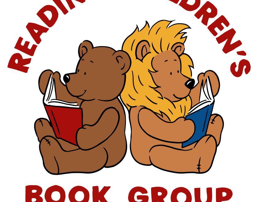 Logo of Getting Reading Reading. A Bear and a Lion sitting, leaning on each others backs while they read