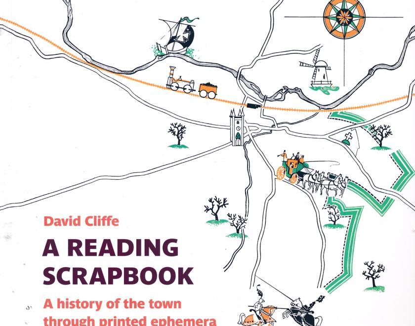 An old hand drawn map of part of Reading with the text A reading scrapbook