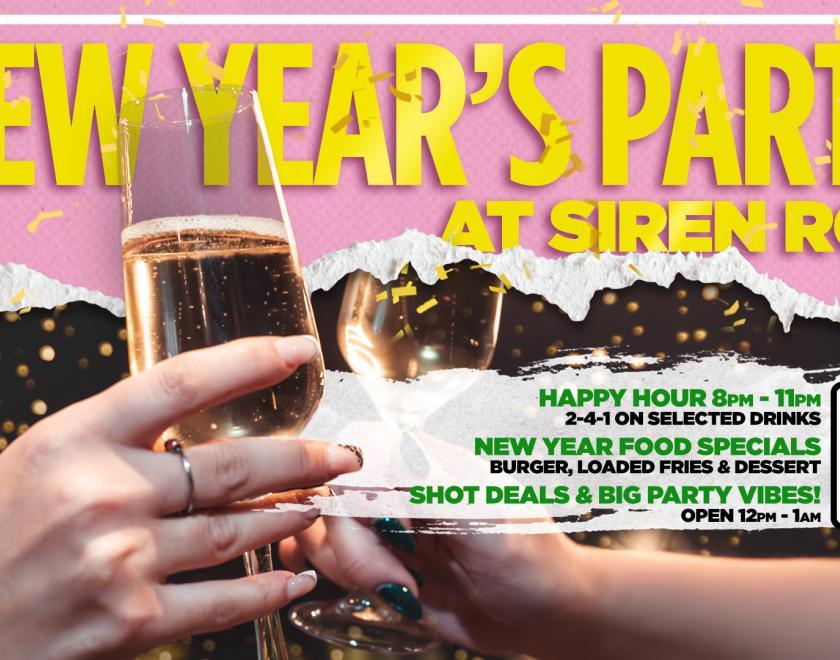 Banner of two champagne flutes cheersing. 