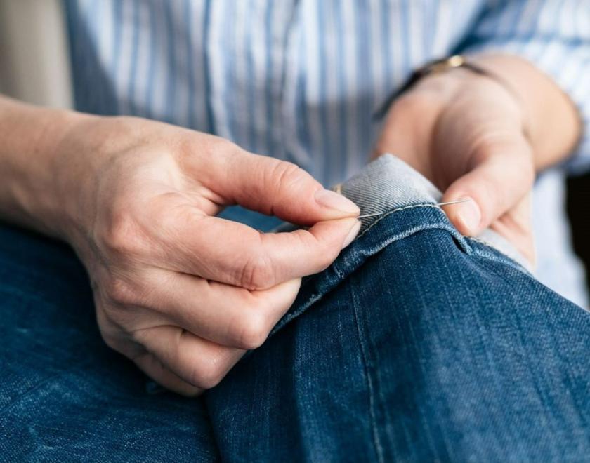 Person sewing 