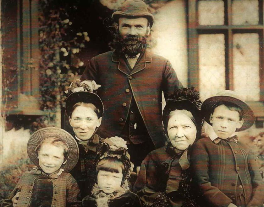 old family photograph of mother, father, grandmother and children - taken about 1890