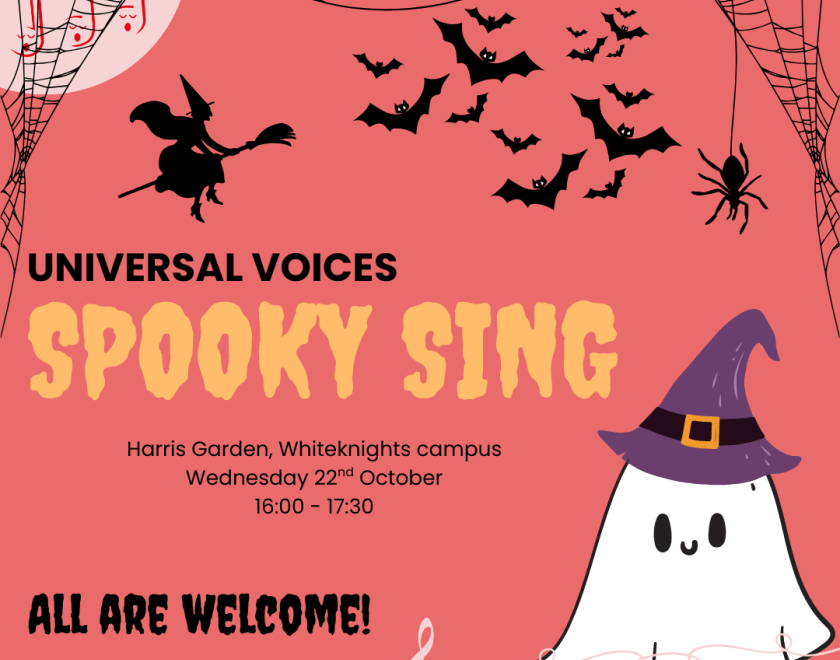 Poster advertising Universal Voices' Spooky Halloween Sing