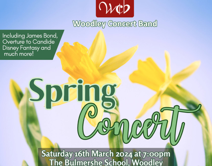 Concert poster image featuring daffodils in the sunshine.