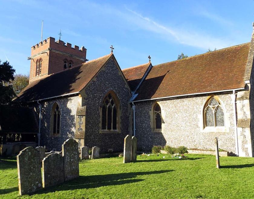 St Nicholas Church in Hurst on a sunny day