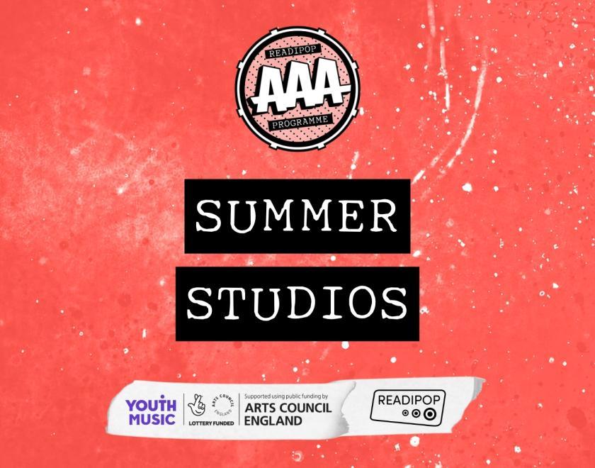 pink background with text "summer studios"