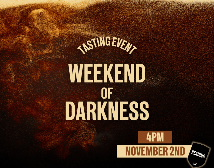 Poster advertising the event with a brown and cream background that is the head of a beer setteling.