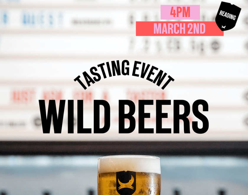 A beer glass with the brewdog logo. Text with the event name, date and time.