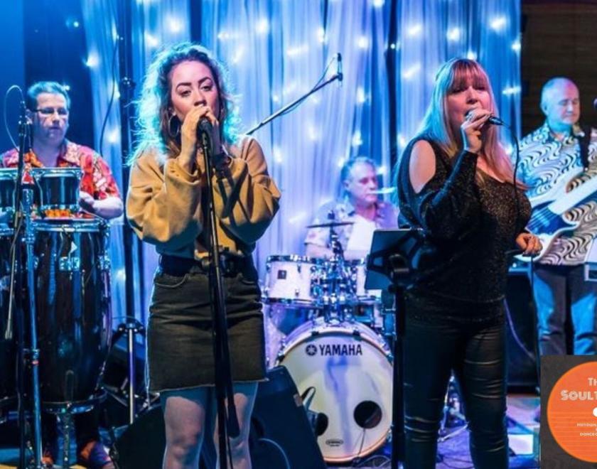 The image shows The SoulTones performing on stage at The Jazz Café in Reading.