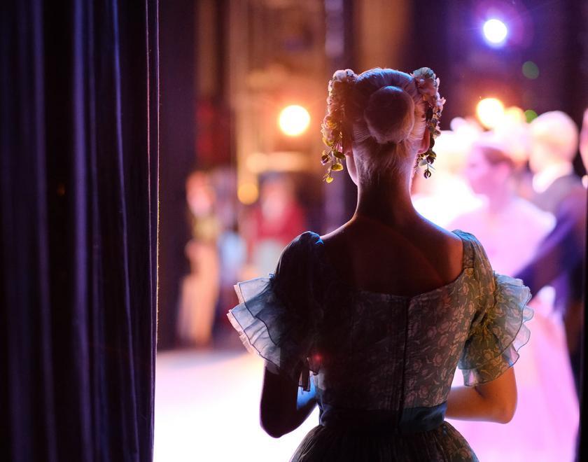 Actress waiting to go on stage