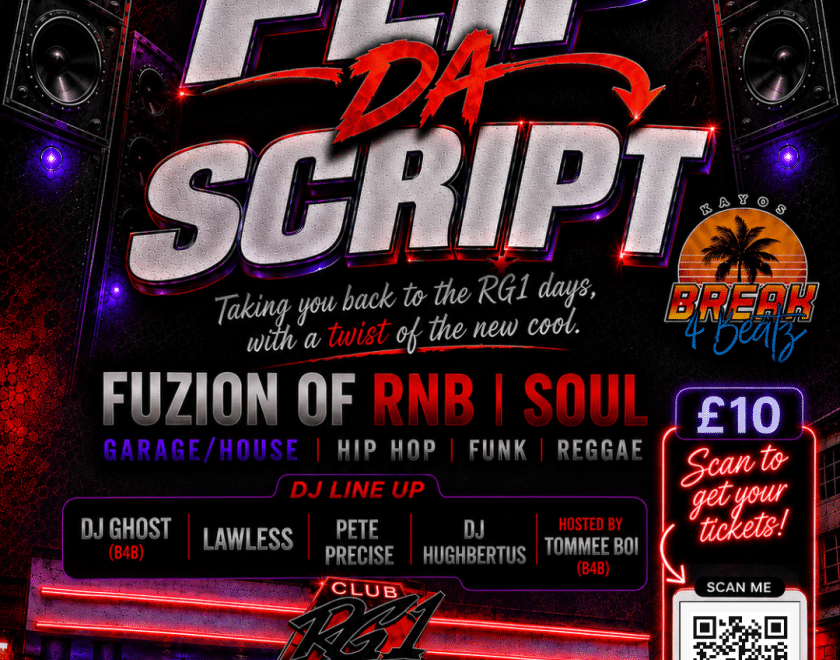 FLIP DA SCRIPT, image with qr code to buy tickets