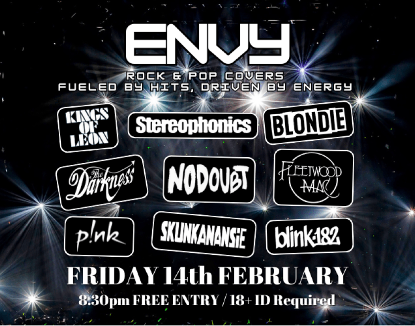 ENVY Rock and Pop Covers FREE ENTRY / 18+ ID Required