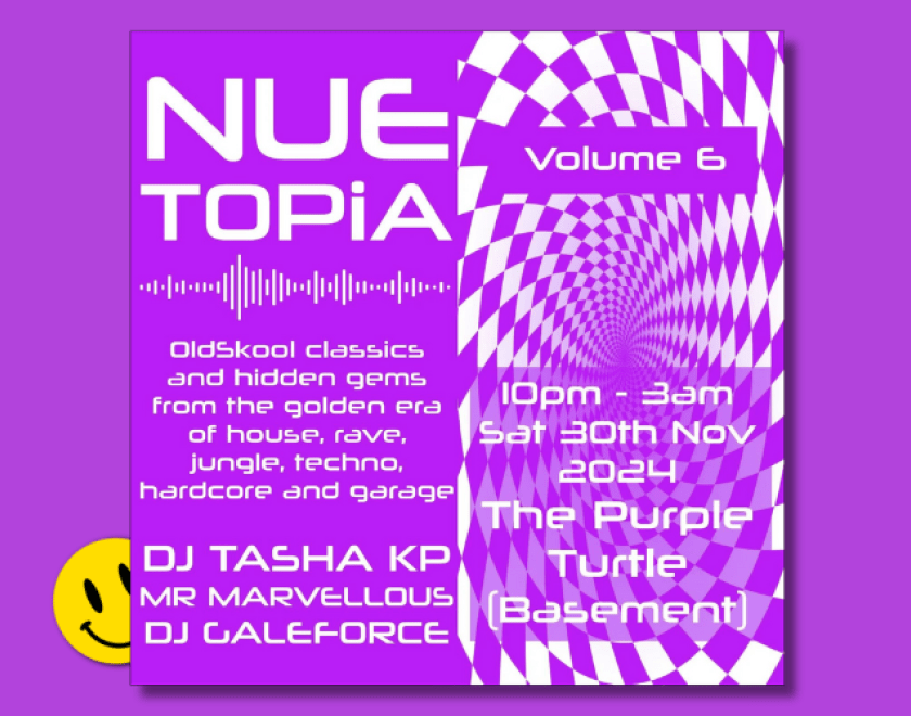 NUETOPIA Vol 6  OLD SKOOL RAVE/HOUSE/JUNGLE/HARDCORE/ and more  with DJ Tasha KP Mr Marvelous DJ GaleForce  FREE ENTRY / 18+ ID Required