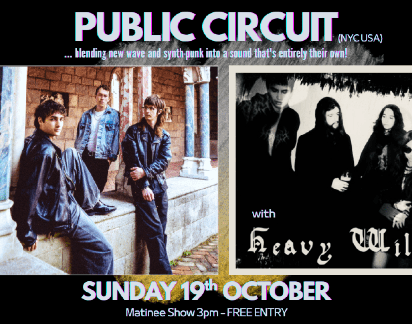 PUBLIC CIRCUIT (NYC USA) @publiccircuitband  Marrying late 70's minimal synth-punk ethos of Nervous Gender and Units new wave romanticism of New Order/Depeche Mode, Public Circuit carves their niche in the bedrock foundation that minimal synth was built upon. ... blending new wave and synth-punk into a sound that's entirely their own! soundsystem.com   w/ Heavy Wild  @heavy.wild  The band's sound veers between dreamy, grungy synth-rock of The Jesus & Mary Chain & the gothic, lo-fi post punk of Joy Division