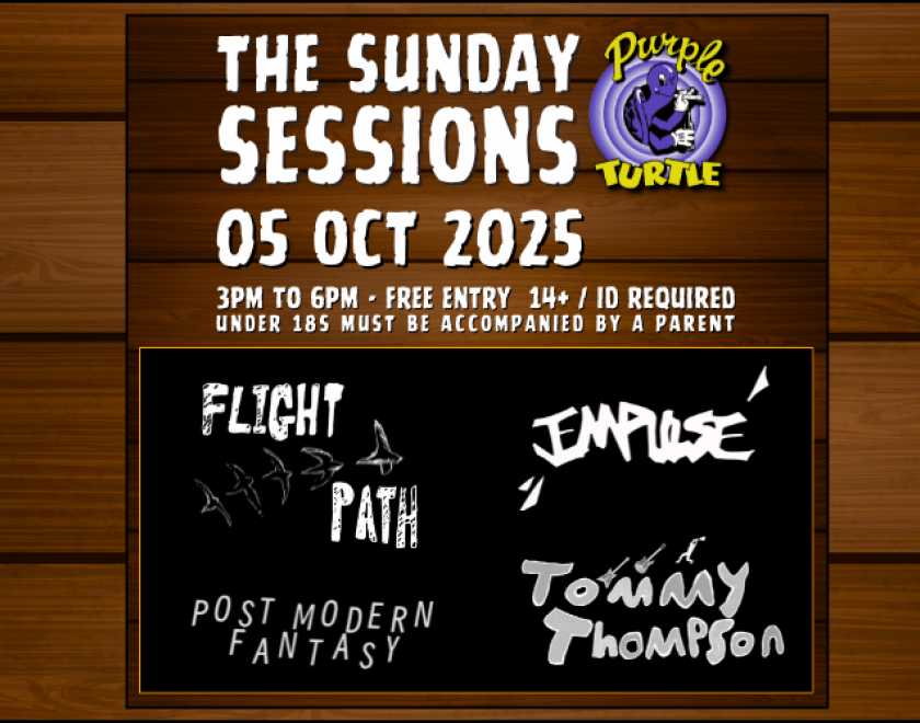 The Sunday Sessions return with four new up and coming bands/artists from the Reading area  @flightpath.band @tommythompsonofficial @impulse_music.abzlm @postmodernfantasyband  STAGE TIMES TBC  3pm to 6pm  FREE ENTRY / 14+ Under 18s Must be acompanied by a parent or adult