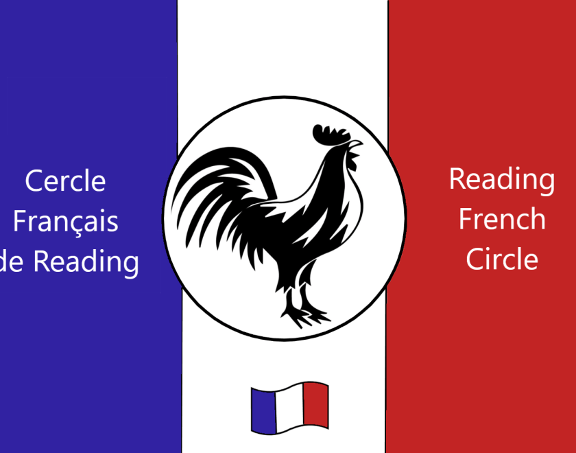 French Cercle Reading logo with a big black cock on a tricolore flag