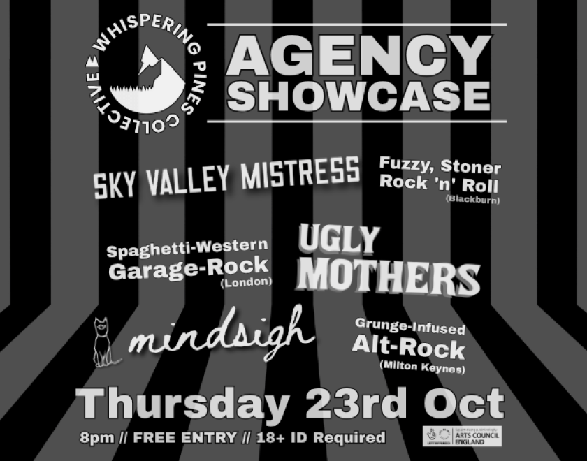@whisperingpinescollective  3 bands from the agencie's roster make their way to Reading for the first time. @skyvalleymistress Fuzzed-Out Stoner Rock desert rock grooves - distinct 70s hard rock feel @ugly_mothers spaghetti-western-influenced garage-rock band @mindsigh__ hard-hitting three-piece grunge rock band FREE ENTRY / 18+ ID Required Supported using public funding by the National Lottery through Arts Council England @thebestnewindie  @alt_berks @radiowigwam @readingrocksociety @rubandsoc