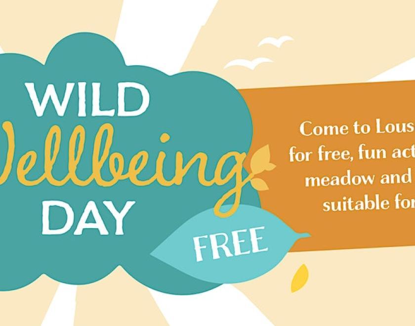 An image showing the text Wild Wellbeing Day on a turquiose cloud