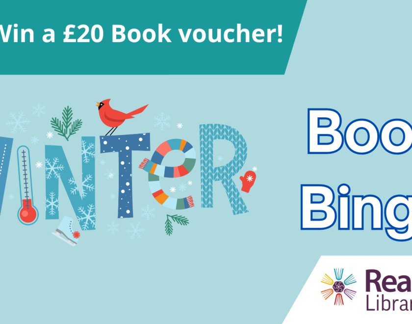 Poster for Reading Libraries advertising Winter Book bingo