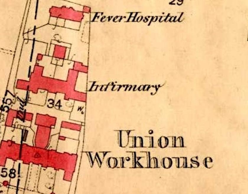 A map showing the layout of Reading workhouse