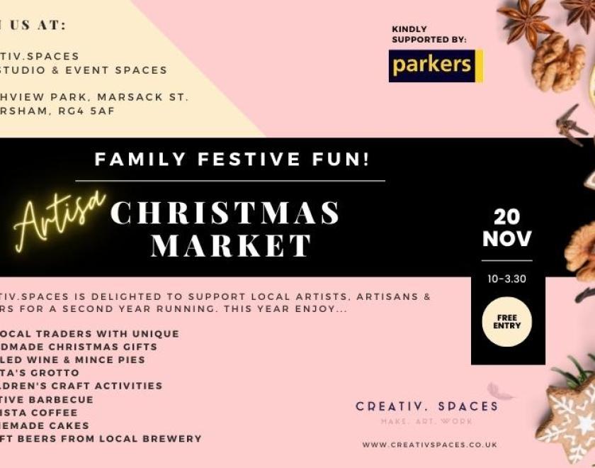 Christmas family event gift, crafts, food market and santa Marsack Street Caversham Reading Berkshire