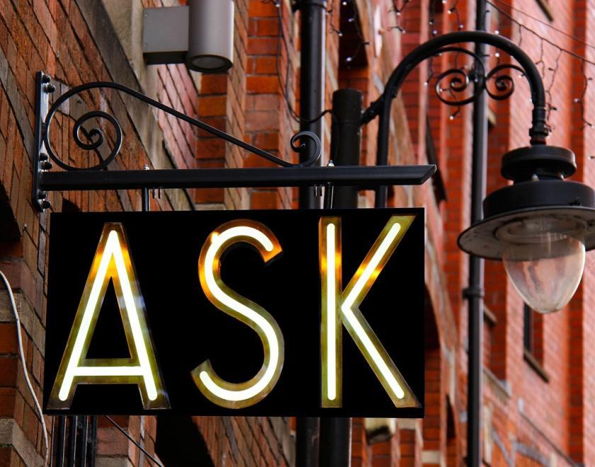 Ask restaurant sign